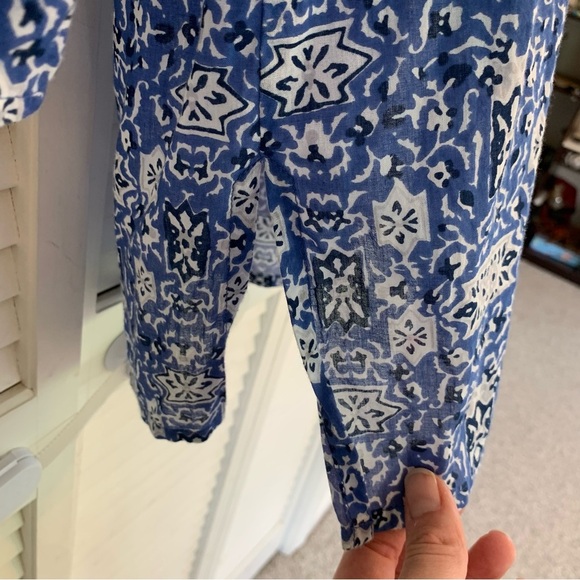 Roller Rabbit Blue White Cotton Tunic Top Small Lightweight Boho Blouse Beach - Picture 7 of 14